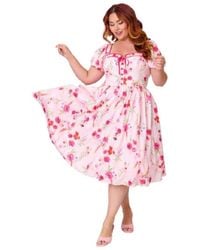 Unique Vintage - Plus Size 1940s Sweetheart Button Front Swing Dress - Lyst