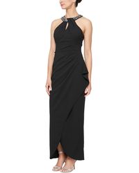 Sl Fashions - Petite Embellished-neck Sleeveless Dress - Lyst