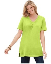 Woman Within - Plus Size Within Perfect Short-sleeve Shirred V-neck Tunic - Lyst
