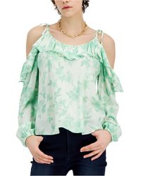 INC International Concepts Cold-shoulder Blouse, Created For Macy's - Green
