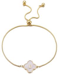 Adornia - Gold Mother Of Pearl Initial Clover Bolo Bracelet - Lyst