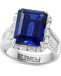 Effy - Effy® Lab Grown Sapphire (7-5/8 Ct. T.w.) & Lab Grown Diamond (1 Ct. T.w.) Halo Statement Ring In 14k Gold - Lyst