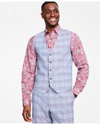Tayion Collection - Classic Fit Plaid Suit Vest - Lyst