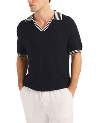 Nautica - Miami Vice X Textured Short-sleeve Striped-trim Polo Sweater - Lyst
