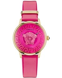 Versace - Swiss Medusa Alchemy Pink Leather Strap Watch 38mm - Lyst