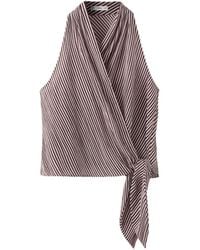 Mango - Striped Wrap Blouse - Lyst