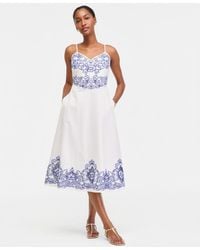 On 34th - Linen Blend Solid Cutwork Tank Midi Dress - Lyst