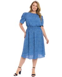 London Times - Plus Size Printed Caterpillar-sleeve Dress - Lyst