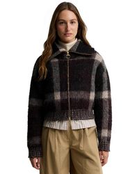 Barbour - Carville Alpaca Wool-blend Tartan Jacquard Funnel Neck Cardigan - Lyst