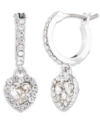 Givenchy - Glass Stone Silver-tone And Gold-tone Heart Drop Hoop Earrings - Lyst