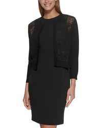 DKNY - Lace-front Open-front Cardigan - Lyst