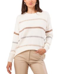 Vince Camuto - Cozy Crewneck Sequin-stripe Long-sleeve Sweater - Lyst