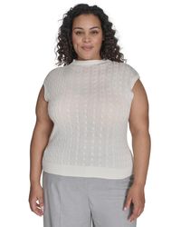 Calvin Klein - Plus Size Cable Knit Cap Sleeve Sweater - Lyst