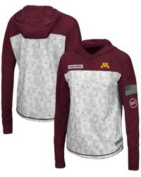 Colosseum Athletics Gray, Maroon Minnesota Golden Gophers Oht Military-inspired Appreciation Mission Arctic Camo Hoodie Long Sleeve T-shirt