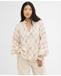 Barbour - Long-sleeve Ruffle Tie-neck Asker Top - Lyst