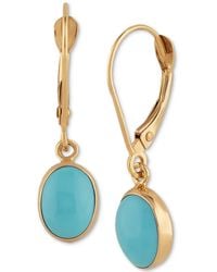 Macy's - Turquoise Oval Dangle Leverback Drop Earrings - Lyst