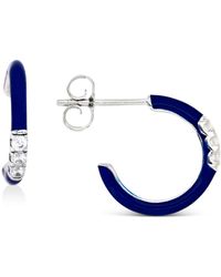 Macy's - Cubic Zirconia & Enamel Small C-hoop Earrings - Lyst