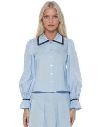 Alexia Admor - Shannah Long Sleeve Dropped Contrast Collar Blouse - Lyst