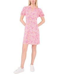 Cece - Puff Sleeve Polo Knit Dress - Lyst