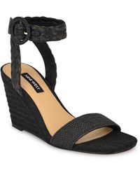 Nine West - Nerisa Square Toe Woven Wedge Sandals - Lyst
