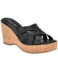 Calvin Klein - Hayes Slip-on Cork Wedge Sandals - Lyst