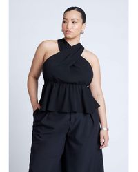 Eloquii - Plus Size Halter Top With Peplum - Lyst