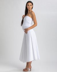 PIETRO BRUNELLI MATERNITY - Maternity Strapless Side Ruching Poplin And Jersey Coco Dress - Lyst