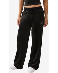 TRUE RELIGION - Crystal Horseshoe Velour Straight Leg Sweatpant - Lyst