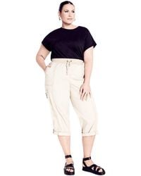 Avenue - Plus Size Cotton Roll Up Capri - Lyst
