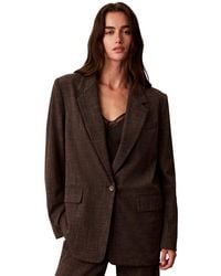 Calvin Klein - Boyfriend Windowpane Stretch Blazer - Lyst