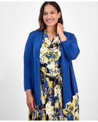 Kasper - Plus Size 3/4-sleeve Open-front Cardigan - Lyst