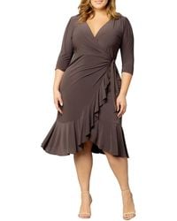 Kiyonna - Plus Size Whimsy Ruffled Midi Wrap Dress - Lyst