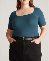 UNIVERSAL STANDARD - Plus Size Cloud Rib Short Sleeve Square Neck Tee - Lyst