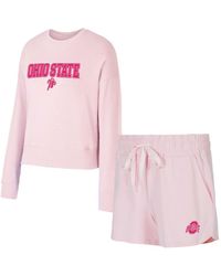 Concepts Sport - Ohio State Buckeyes Elevation Tri-blend Long Sleeve Top And Short Set - Lyst