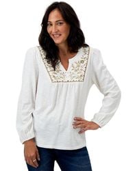Style & Co. - Petite Embroidered Shimmer-knit Cotton Top - Lyst
