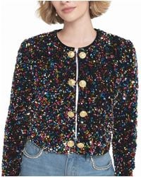 Elle Collection - Sequin Cropped Jacket Biker - Lyst