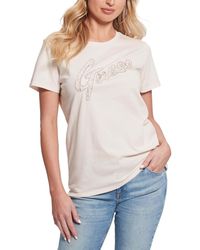 Guess - Cotton Lace-logo Short-sleeve Easy T-shirt - Lyst
