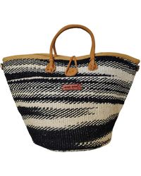 Sawa Sawa - Balance Art Spiral Black And White Handmade Sisal Straw Basket Tote - Lyst