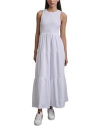 DKNY - Cotton Gauze Smocked-bodice Maxi Dress - Lyst