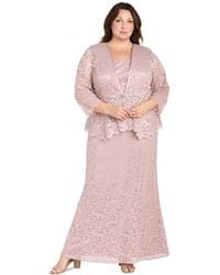 R & M Richards - Plus Size Metallic Lace Jacket And Dress - Lyst