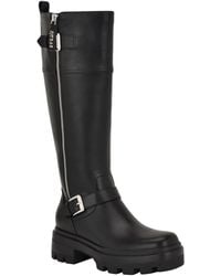 Guess - Lynnie Tall Buckle Moto Lug Sole Boots - Lyst