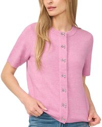 Cece - Short Sleeve Bow Button Cardigan Sweater - Lyst