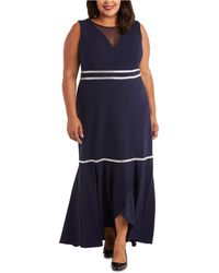 R & M Richards Chiffon Rhinestone-waist Floral-print Gown in Black/Ivory Floral (Black) - Lyst