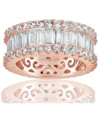 SUZY LEVIAN NEW YORK - Suzy Levian Sterling Silver Cubic Zirconia White Baguette And Round Wide Eternity Band Ring - Lyst