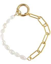 Rebl Jewelry - Ronnie Half Chain And Pearl Bracelet - Lyst