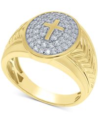 Macy's Diamond Cross Ring (3/4 Ct. T.w.) In 10k Gold - Metallic