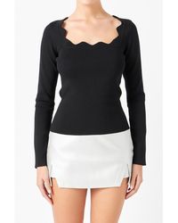 Endless Rose - Scallop Detail Long Sleeve Sweater - Lyst