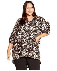 Avenue - Plus Size Leila Foil Print Top - Lyst