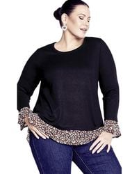 Avenue - Plus Size Hacci Chiffon Print Top - Lyst