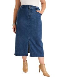 June + Vie - June + Vie June + Vie Front-slit Denim Midi Skirt - Lyst